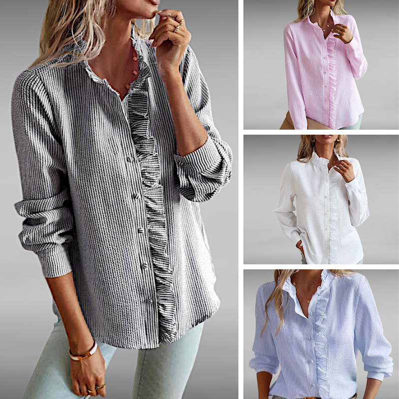 Augusta™ | Elegant Plisséskjorte med Lange Ermer