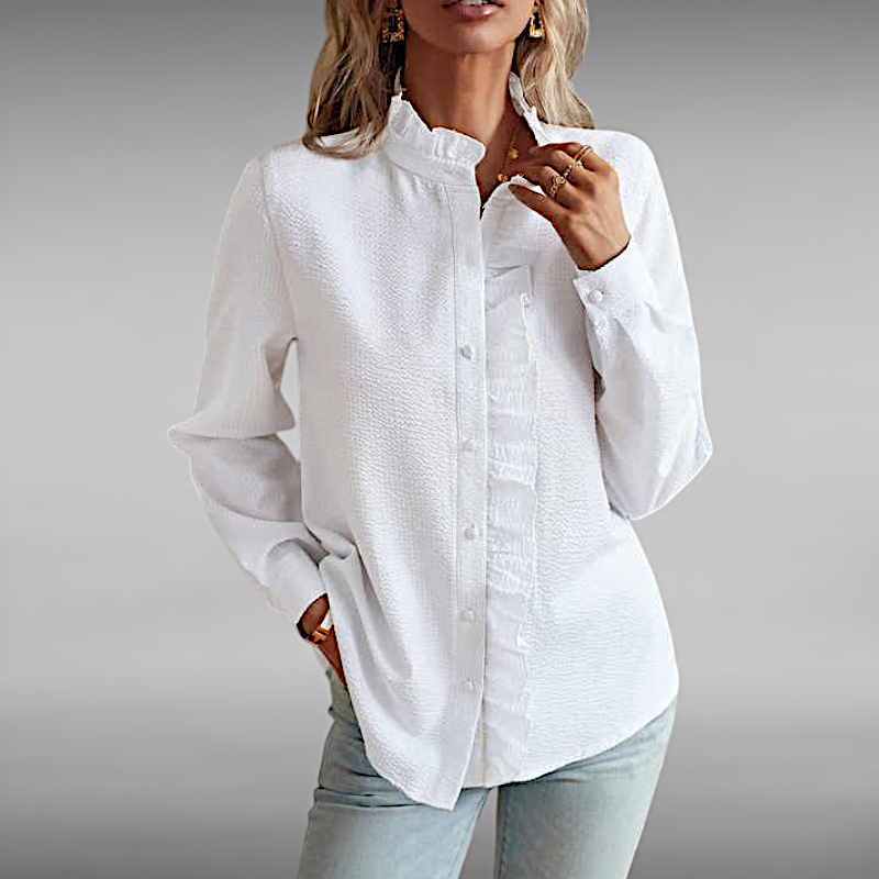 Augusta™ | Elegant Plisséskjorte med Lange Ermer