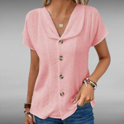 Isabella™ | Luftig Linbluse med Knappelukking
