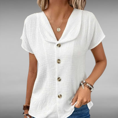 Isabella™ | Luftig Linbluse med Knappelukking