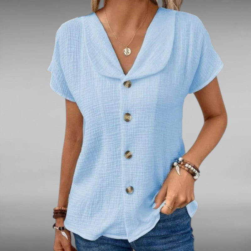 Isabella™ | Luftig Linbluse med Knappelukking